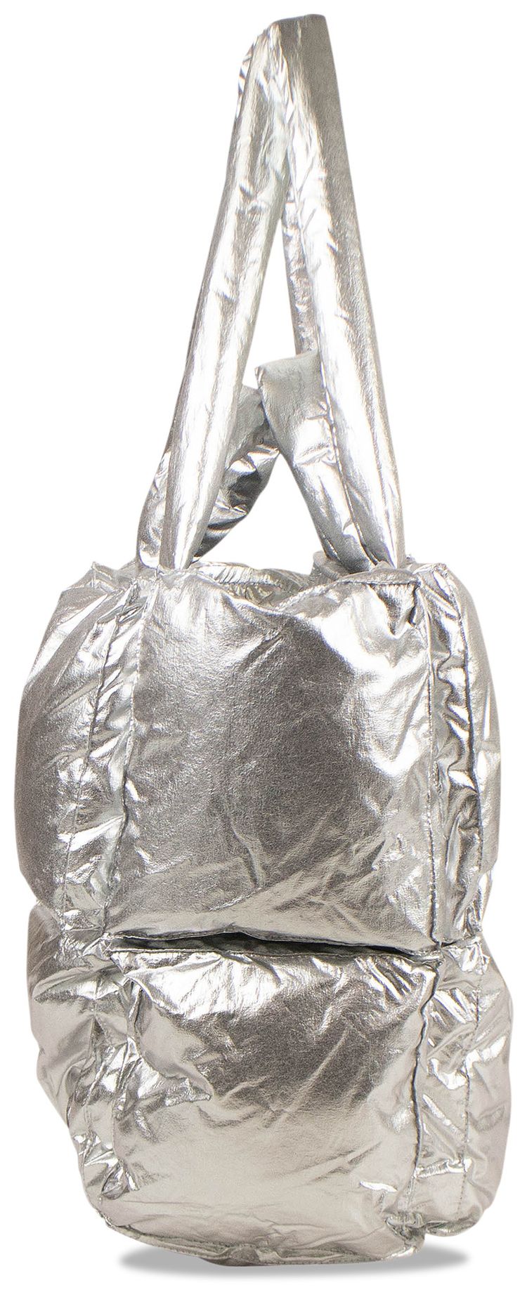 Off White Padded Square Tote Shoulder Bag Silver