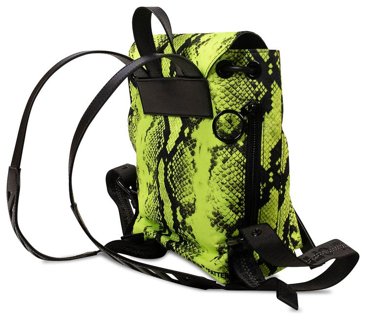 Off White Nylon Snake Print Mini Backpack Fluorescent Yellow