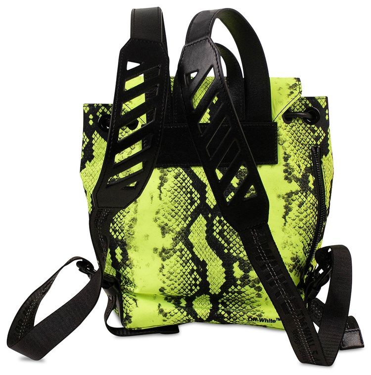 Off White Nylon Snake Print Mini Backpack Fluorescent Yellow