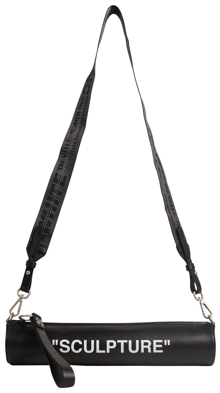 Off White Leather Sculpture Shoulder Bag Black