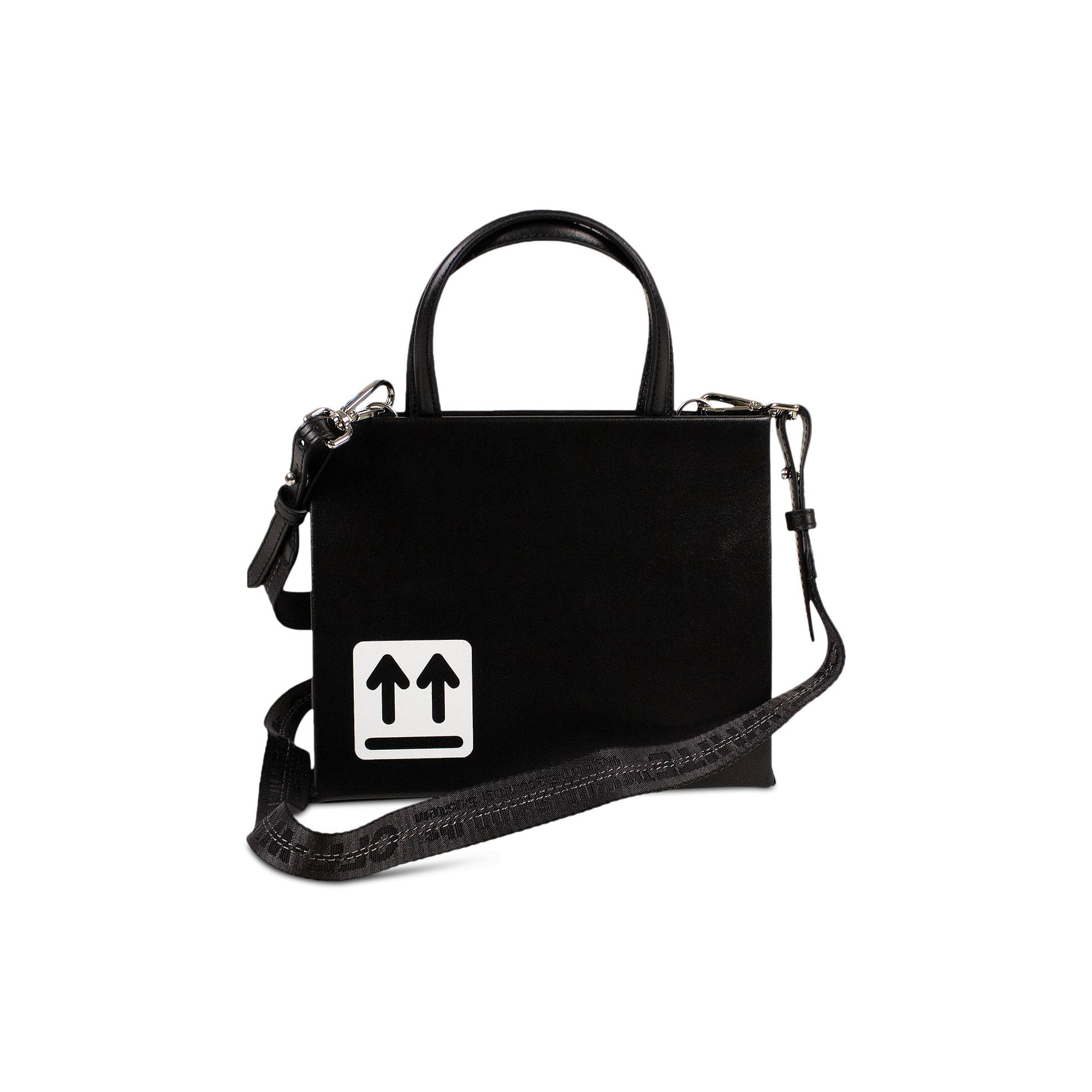 Buy Off-White Leather Paperclip Print Box Bag 'Black