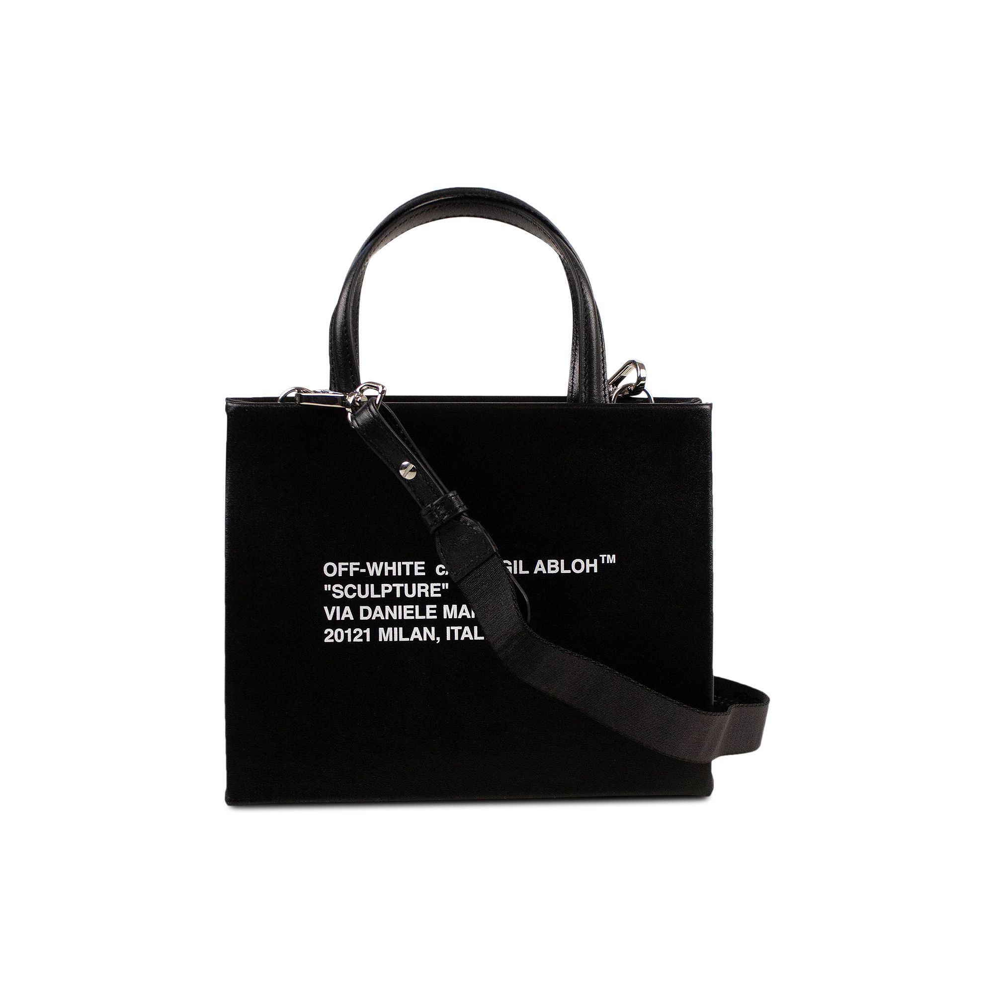 Buy Off-White Leather Paperclip Print Box Bag 'Black