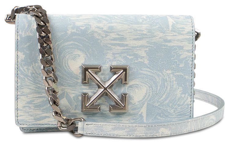 Off White Leather Waves Jitney Shoulder Bag Blue