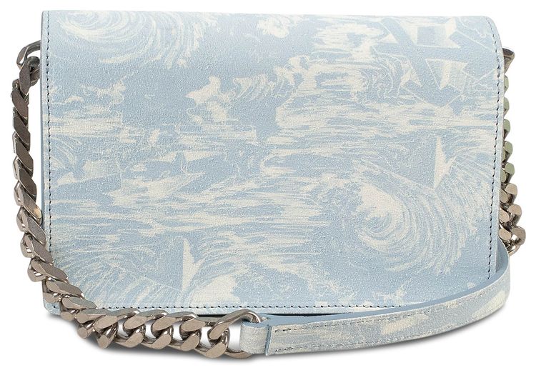 Off White Leather Waves Jitney Shoulder Bag Blue