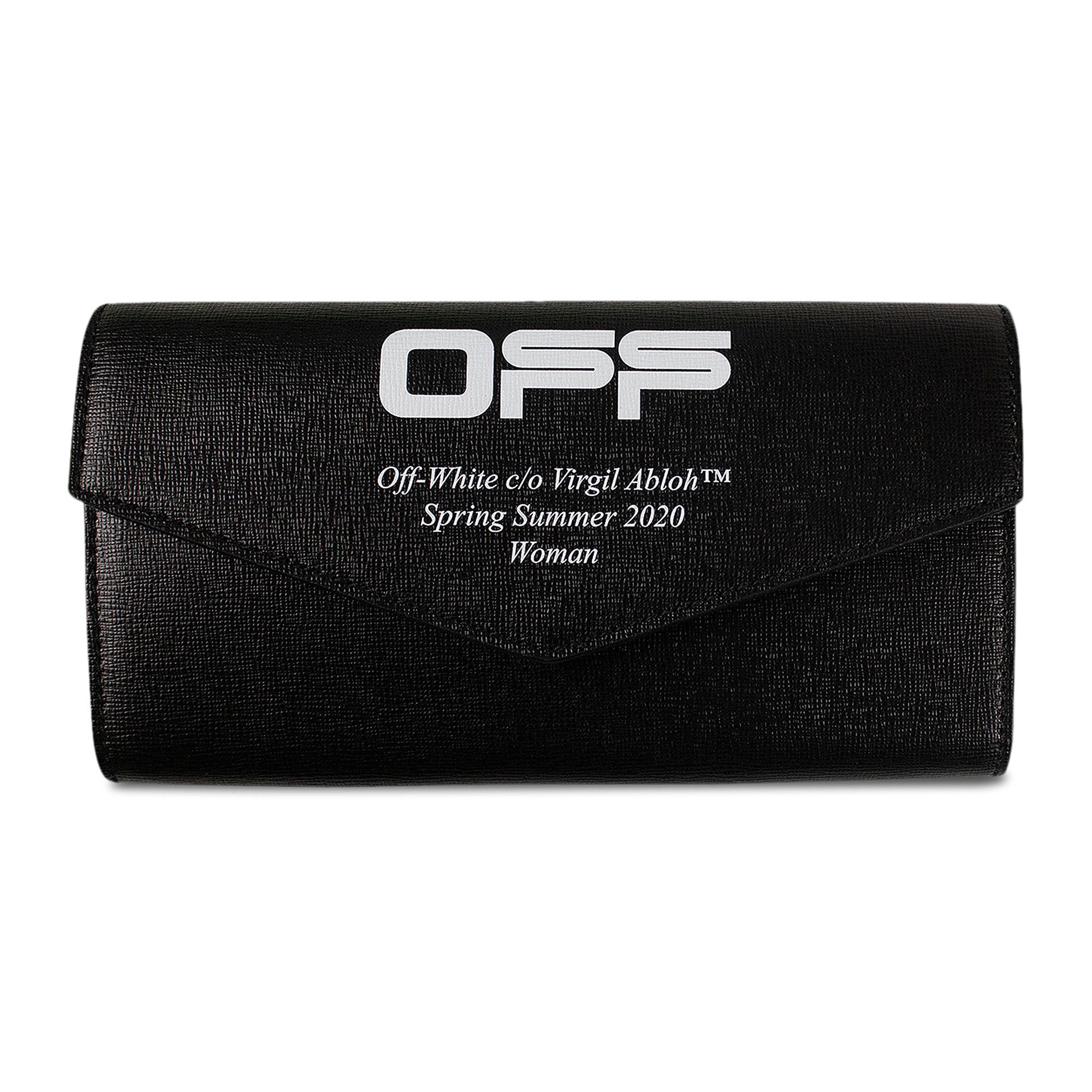 【美品】Off-White Leather Wallet Buy Off-White Leather Logo Long Flap Wallet 'Black