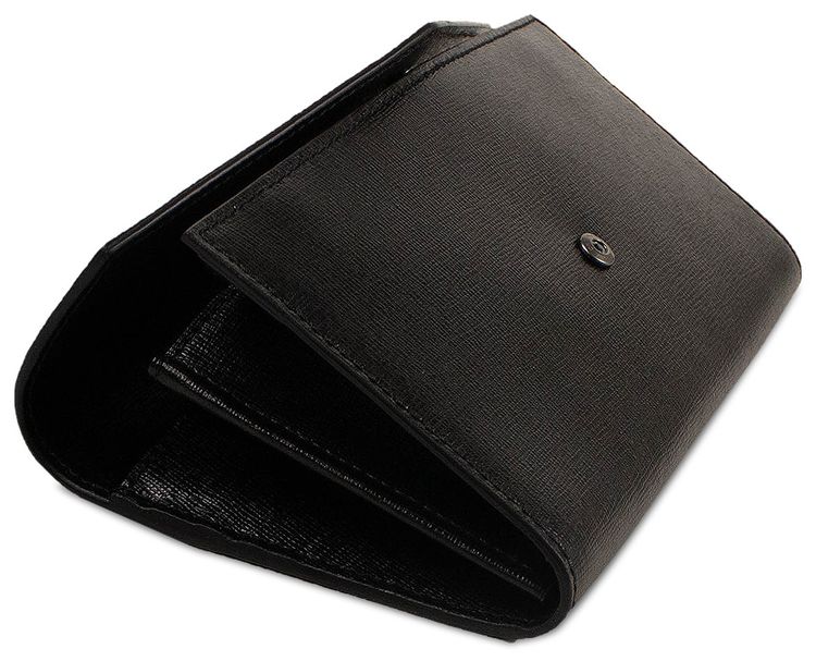 Off White Leather Logo Long Flap Wallet Black