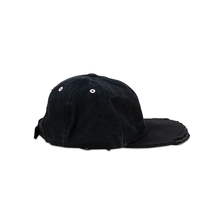 Off White Distressed Effect Baseball Cap Black