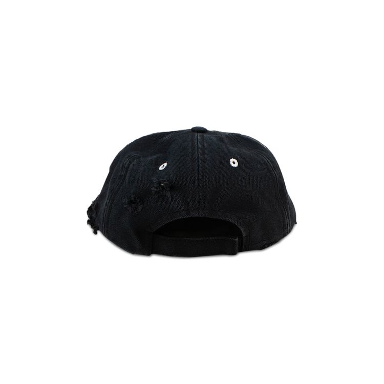 Off White Distressed Effect Baseball Cap Black