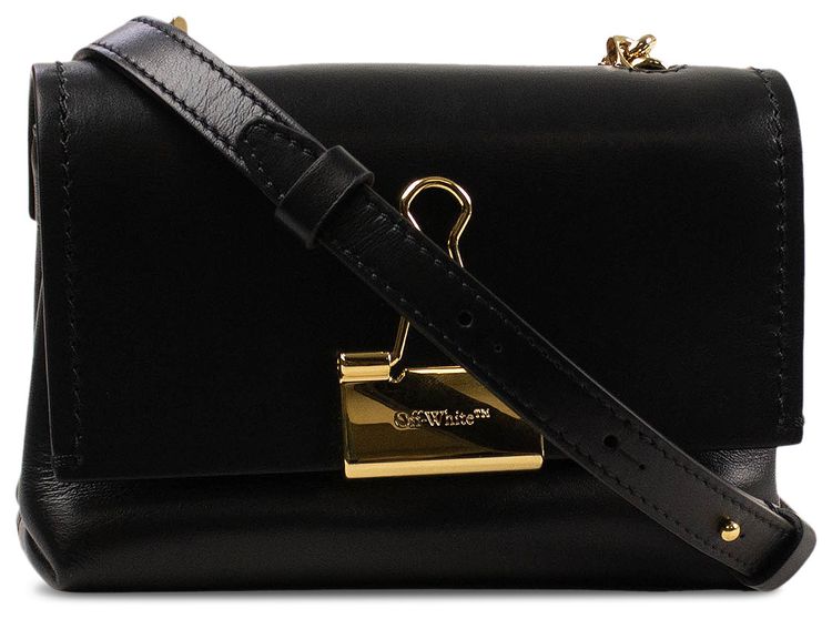 Off White Binder Clip Small Crossbody Bag Black
