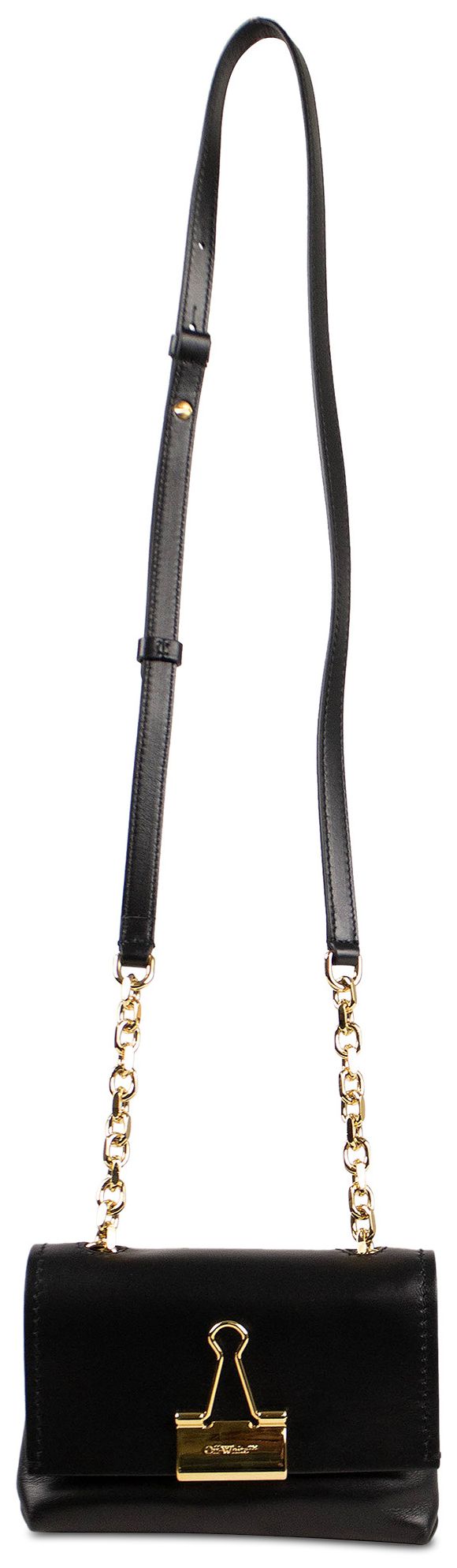 Off White Binder Clip Small Crossbody Bag Black
