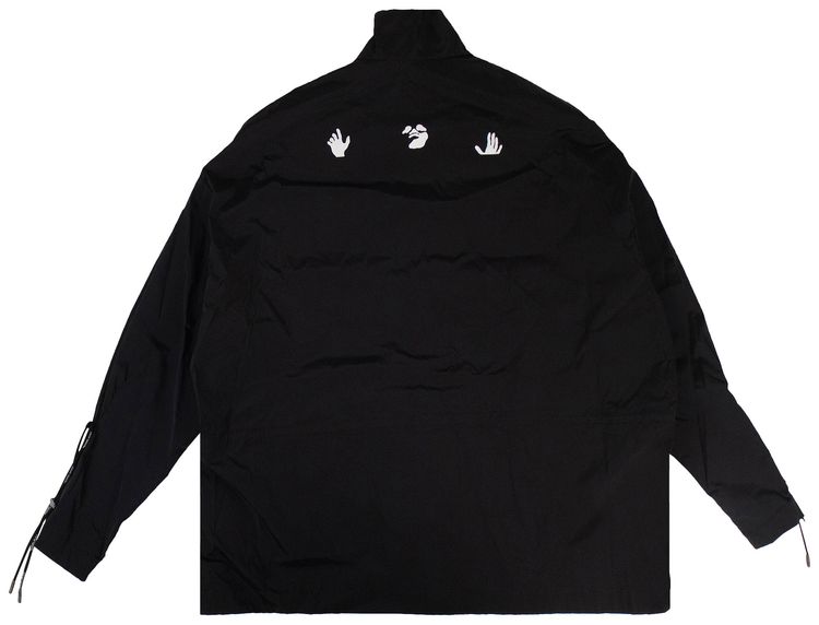Off White Logo Print Snap Jacket Black