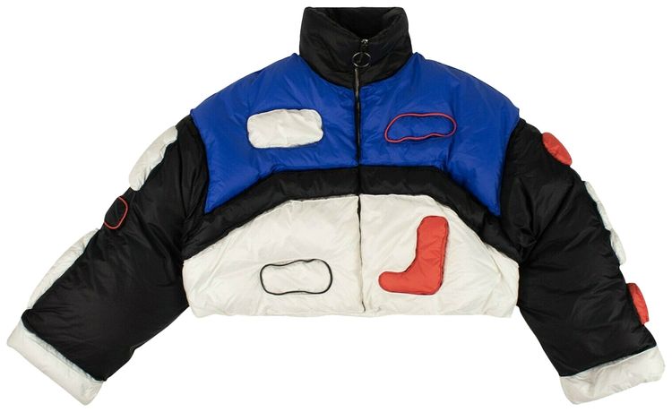 Off White Cropped Puffer Coat Blue