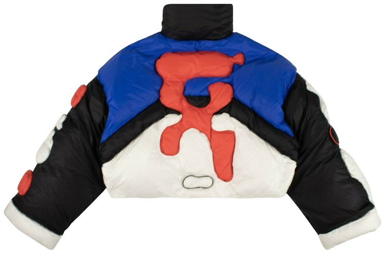 Off White Cropped Puffer Coat Blue