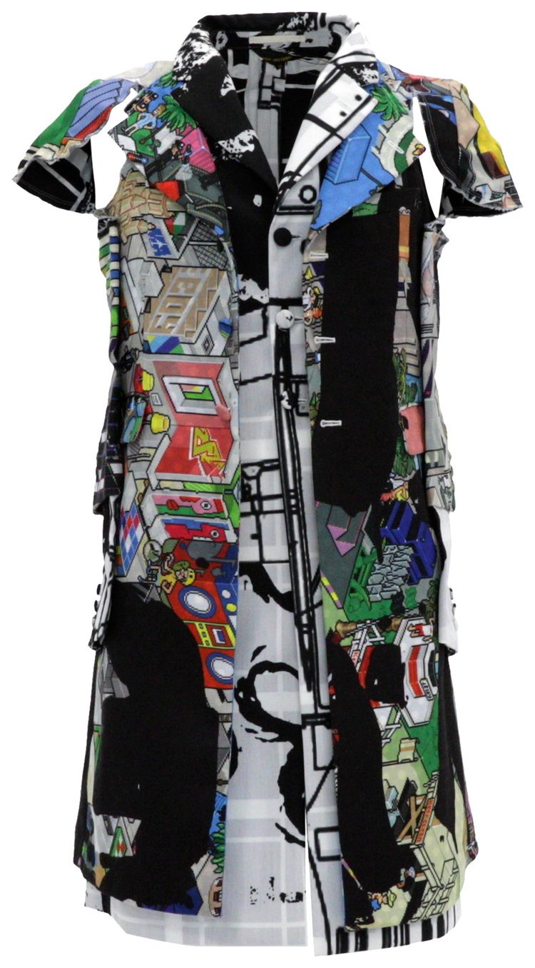 Comme des Garcons Digital Print Reconstructed Coat Multicolor