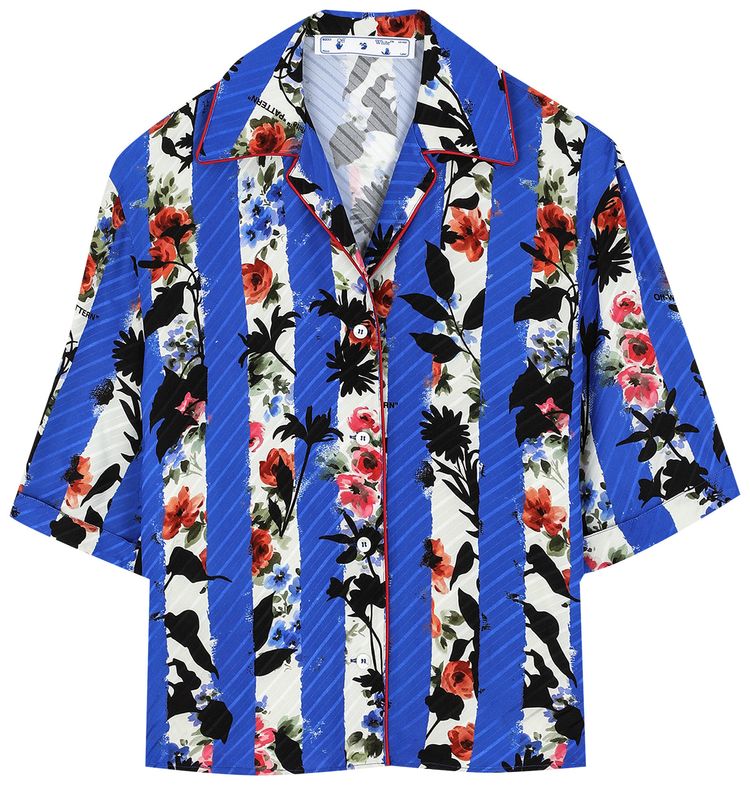 Off White Stripes Bowling Shirt WhiteBlue