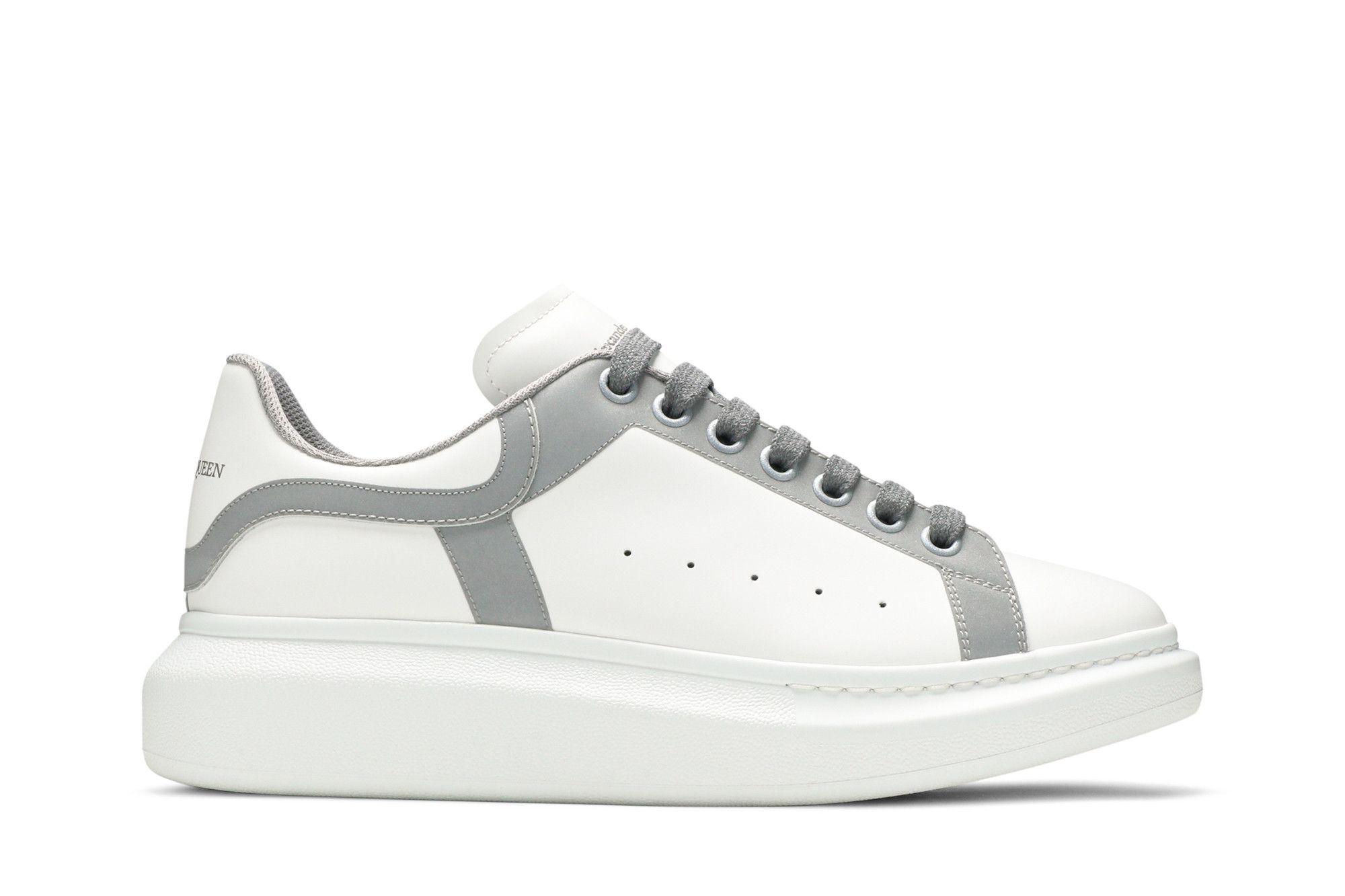 Alexander mcqueen white and silver trainers discount
