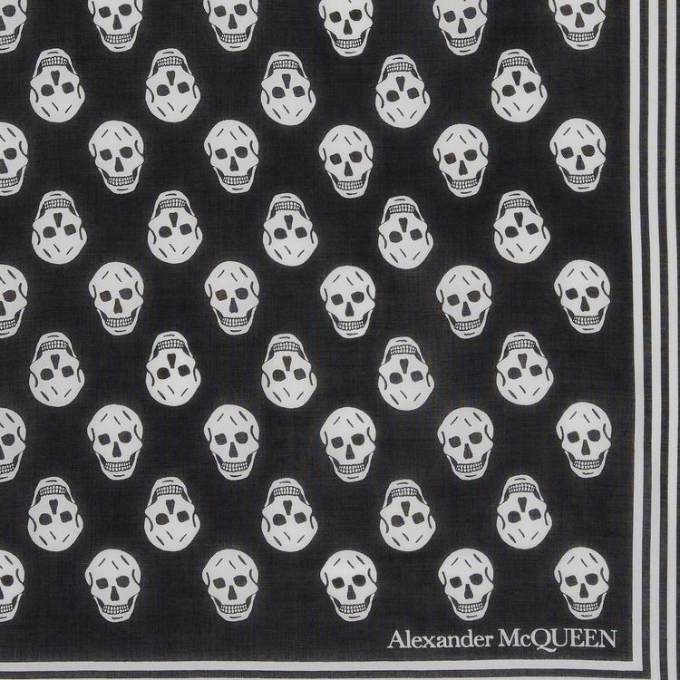 Alexander McQueen Biker Skull Scarf BlackIvory