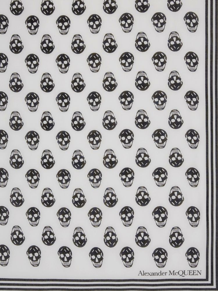 Alexander McQueen Biker Skull Scarf IvoryBlack