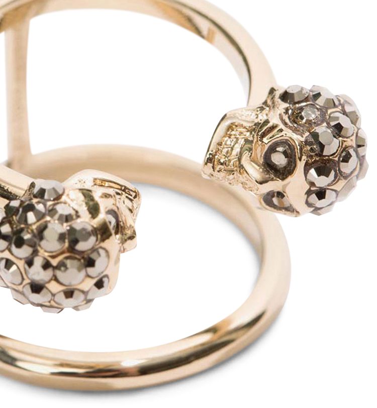 Alexander McQueen Twin Skull Double Ring Light Gold