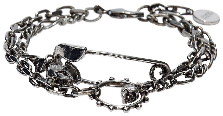 Alexander McQueen Safety Pin Bracelet Antique Silver