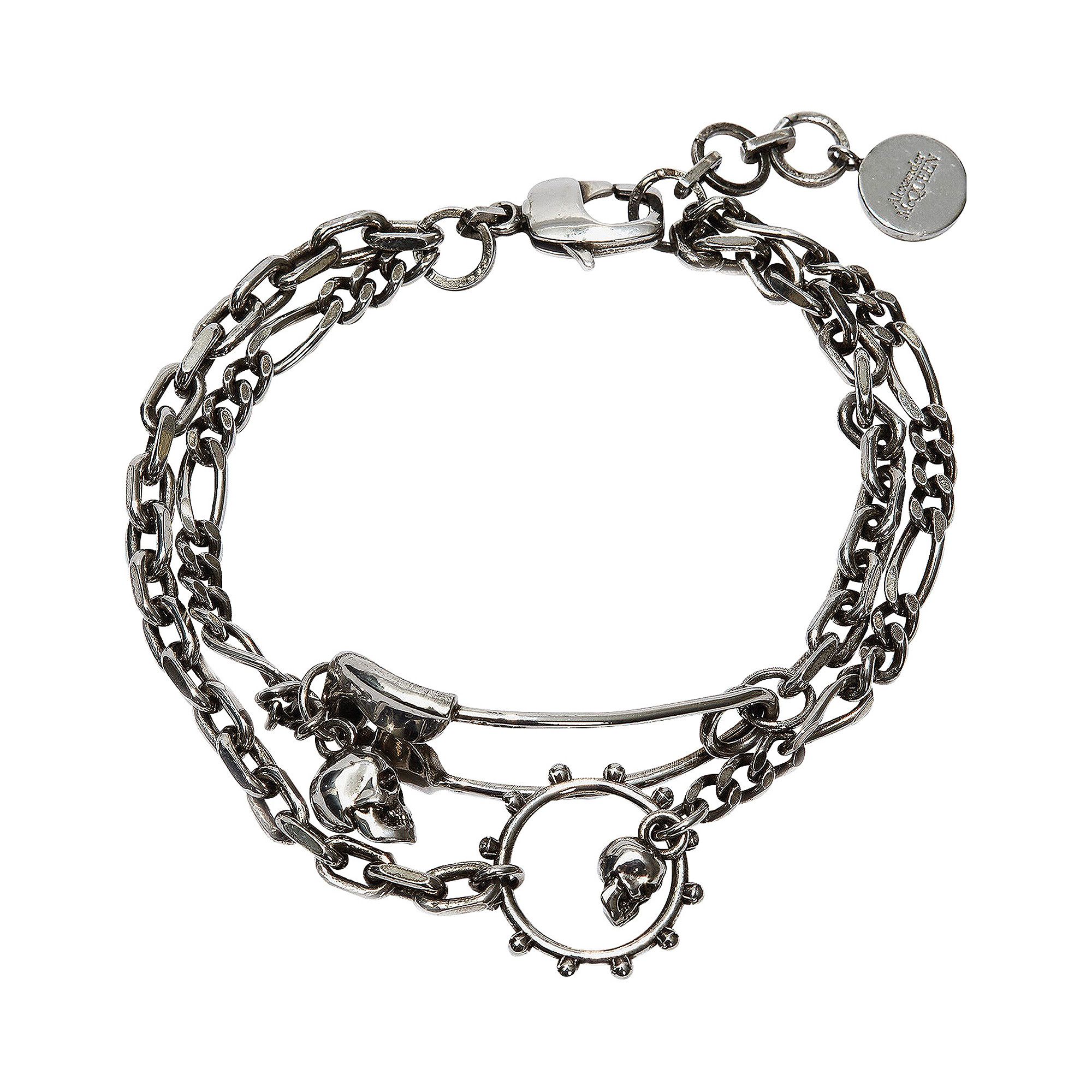 Buy Alexander McQueen Safety Pin Bracelet 'Antique Silver
