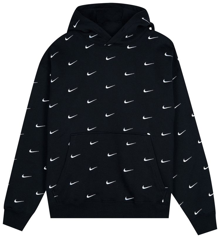 Nike All Over Swoosh Logo Hoodie Black