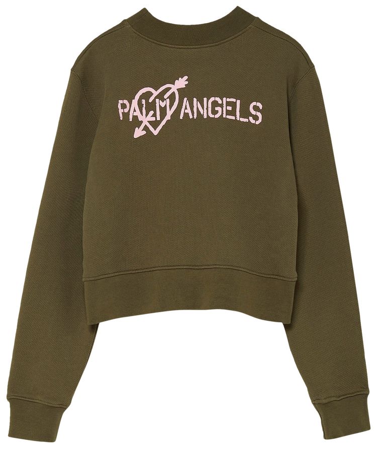 Palm Angels Pierced Heart Fitted Crewneck Pink
