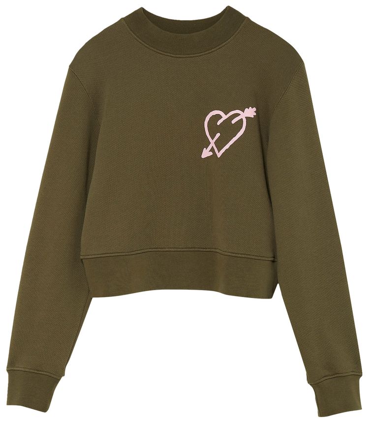 Palm Angels Pierced Heart Fitted Crewneck Pink