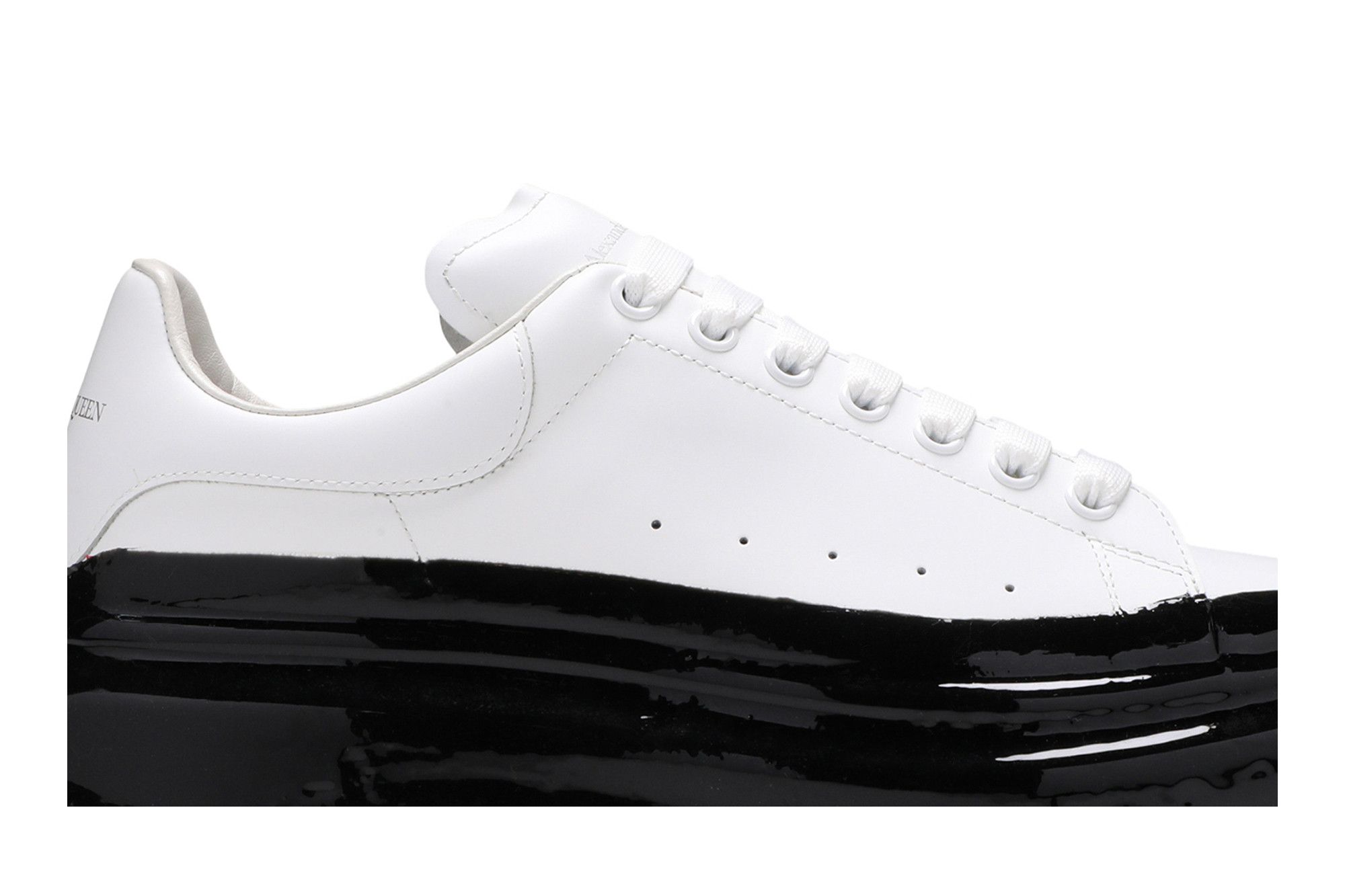Size 6.0 Alexander McQueen Oversized Sneaker Paint Dipped White Black