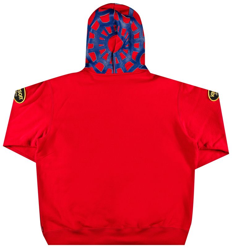 Supreme x Vanson Leathers Spider Web Zip Up Hooded Sweatshirt Red