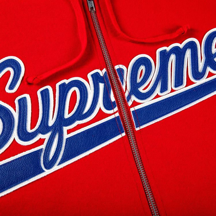 Supreme x Vanson Leathers Spider Web Zip Up Hooded Sweatshirt Red