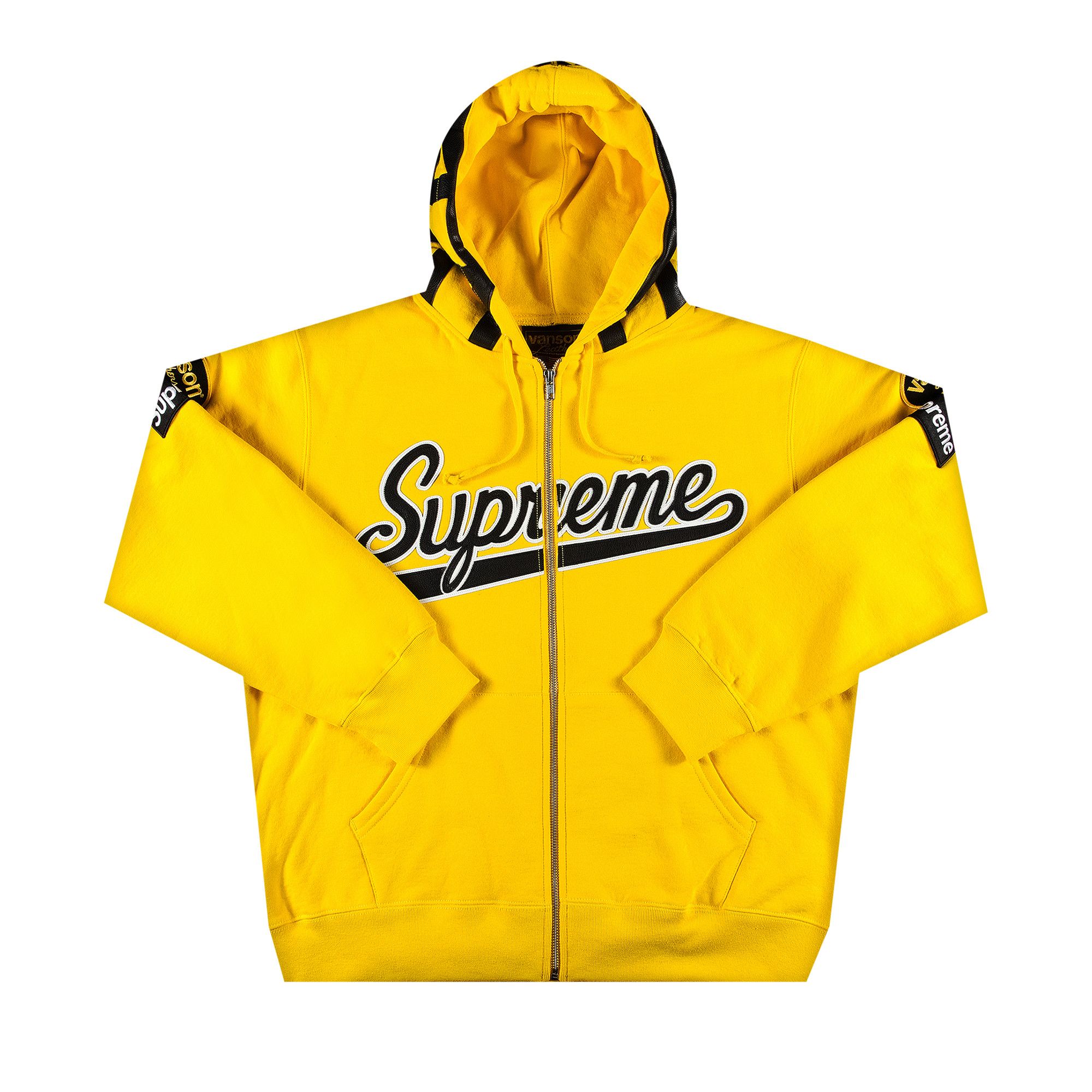 Buy Supreme x Vanson Leathers Spider Web Zip Up Hooded Sweatshirt Yellow SS21SW47 YELLOW GOAT