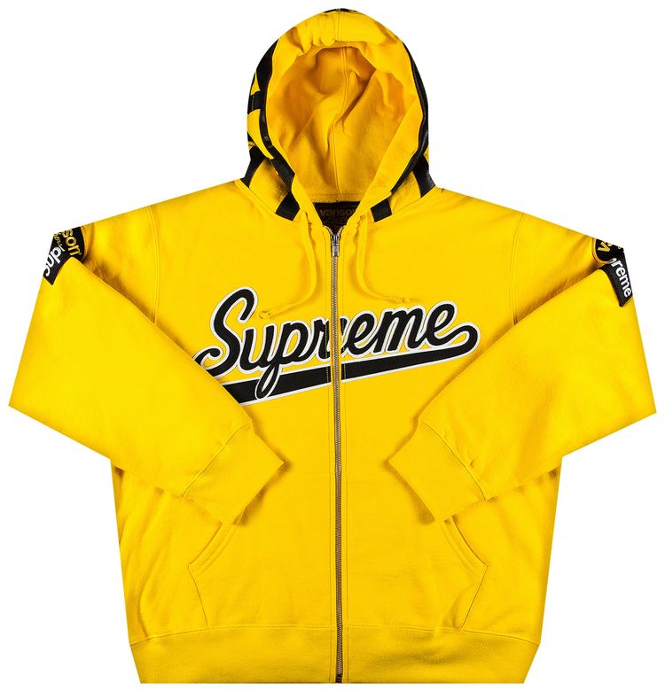 Supreme x Vanson Leathers Spider Web Zip Up Hooded Sweatshirt Yellow