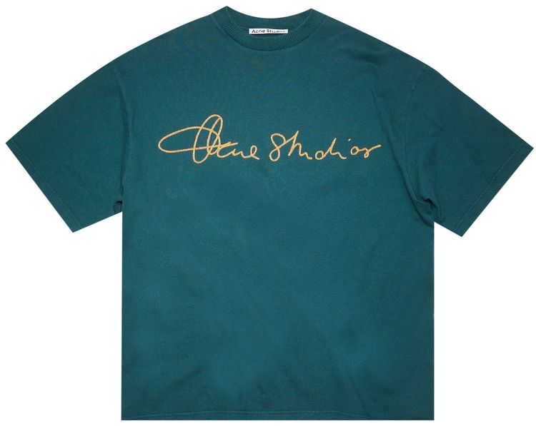 Acne Studios Cotton Logo T Shirt Deep Green