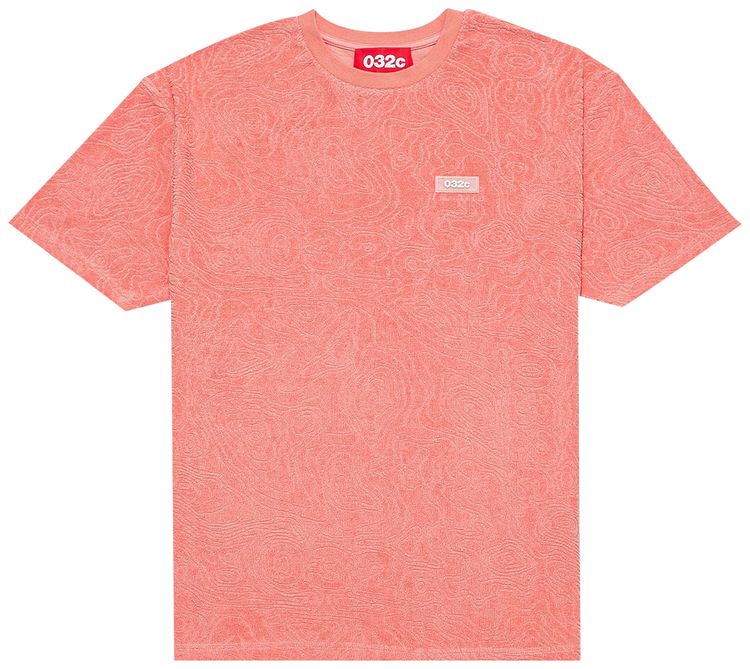 032C Topos Shaved Terry T Shirt Ex Neon Coral
