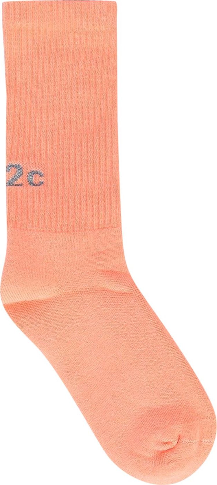 032C Reflective Logo Socks Ex Neon Coral