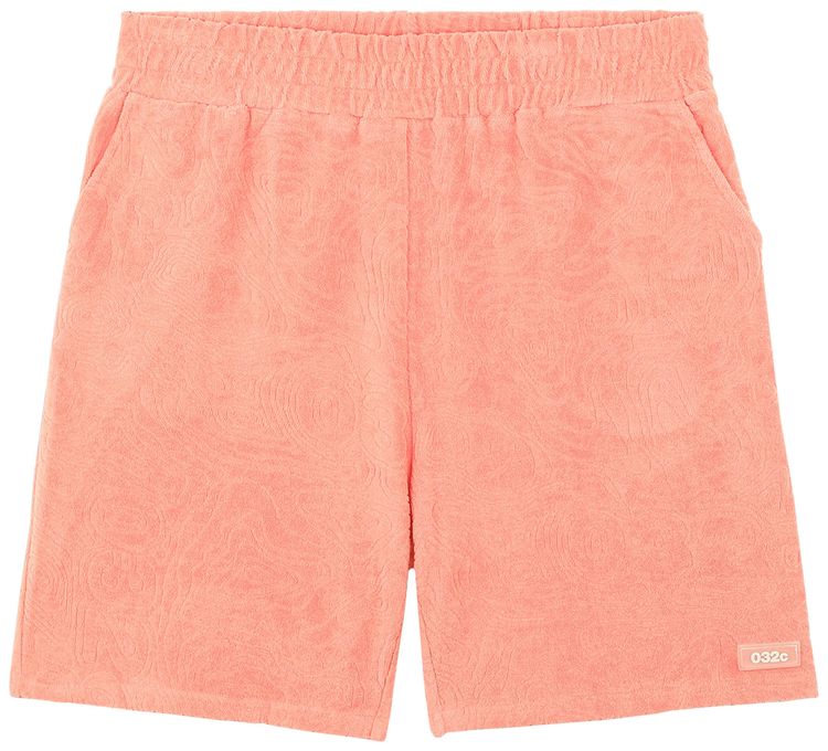 032C Topos Shaved Terry Shorts Ex Neon Coral