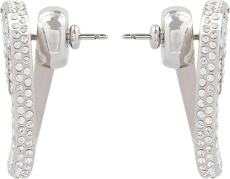 Givenchy G Link Earrings Crystal Paved Silvery