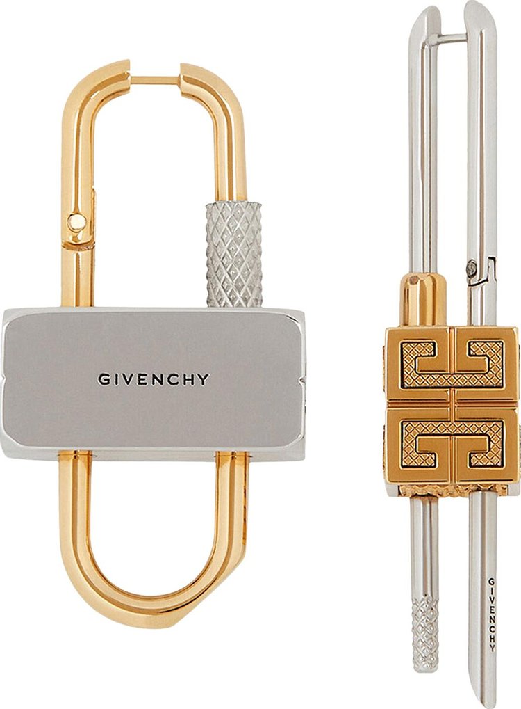 Givenchy Lock Assymetrical Earrings GoldenSilvery