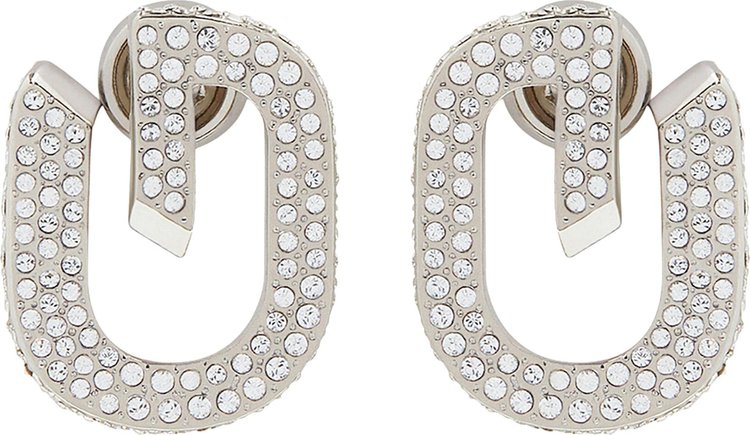 Givenchy G Link Earrings Crystal Paved Silvery