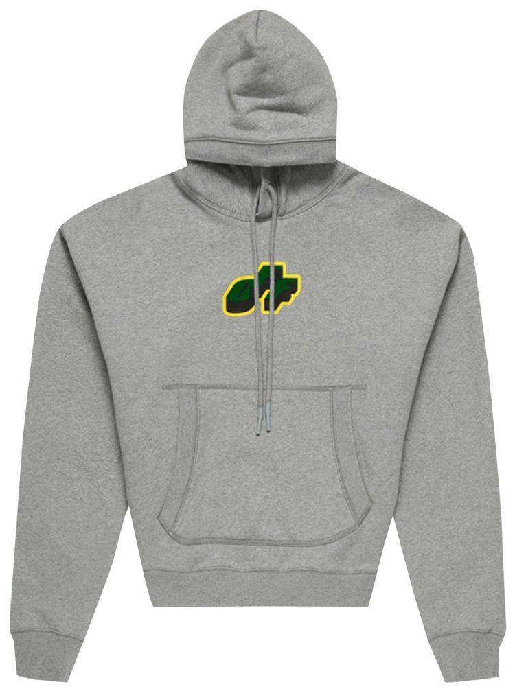 Off White Tongue Out Over Flatlock Hoodie Melange Grey