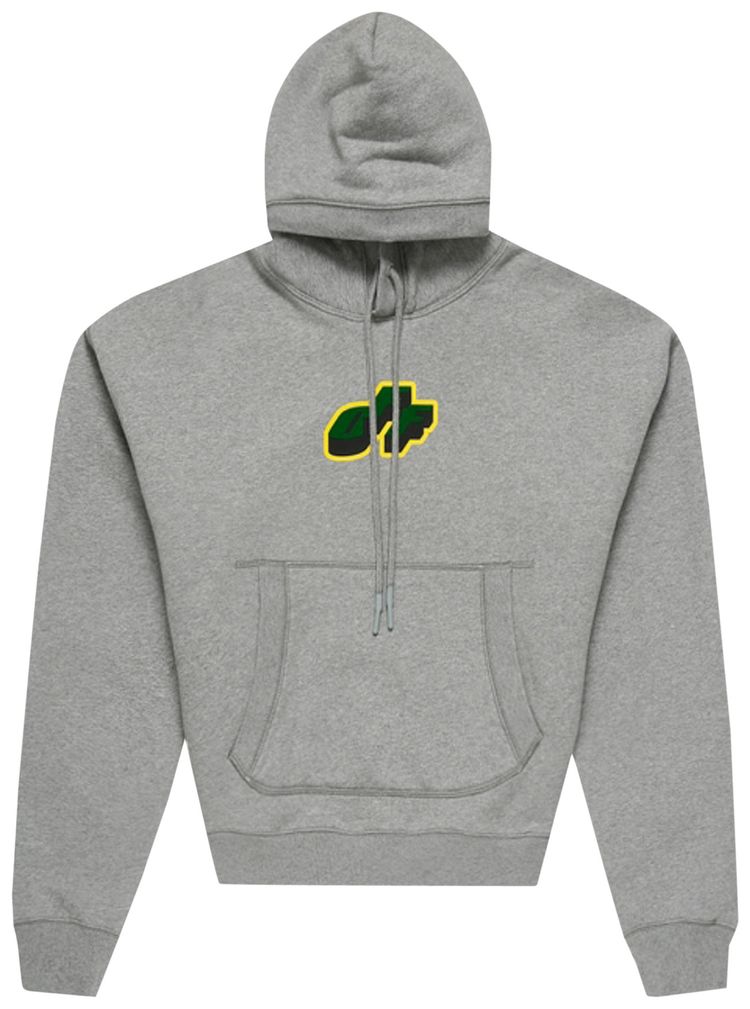 Off White Tongue Out Over Flatlock Hoodie Melange Grey