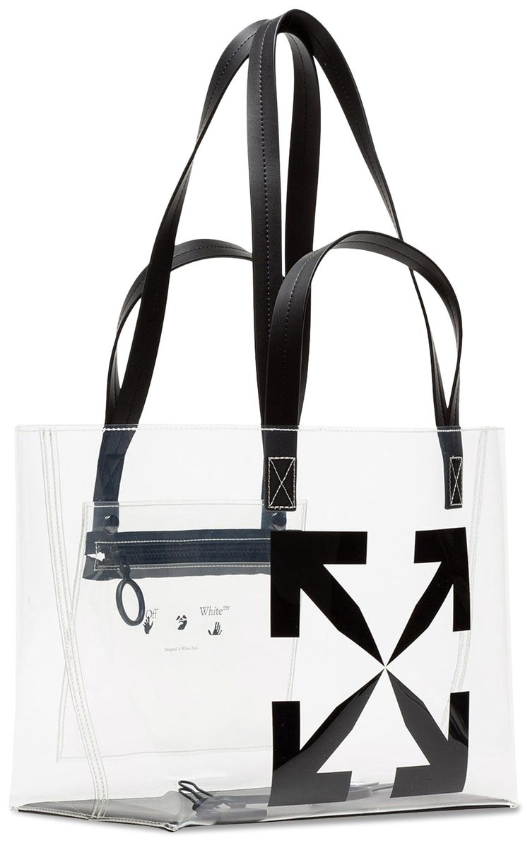 Off White Small Arrow Pvc Tote Bag Transparent Black