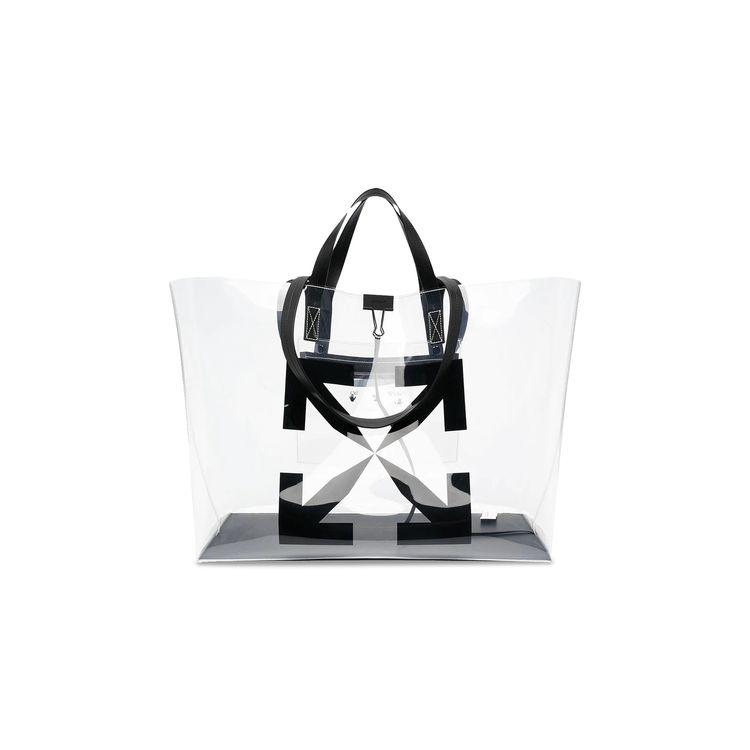 Off White Big Arrow Pvc Tote Bag Transparent Black