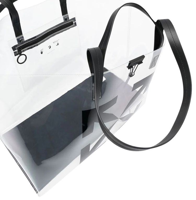 Off White Big Arrow Pvc Tote Bag Transparent Black