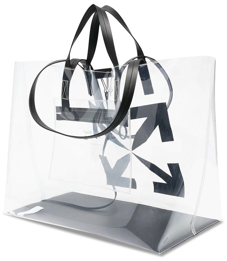 Off White Big Arrow Pvc Tote Bag Transparent Black