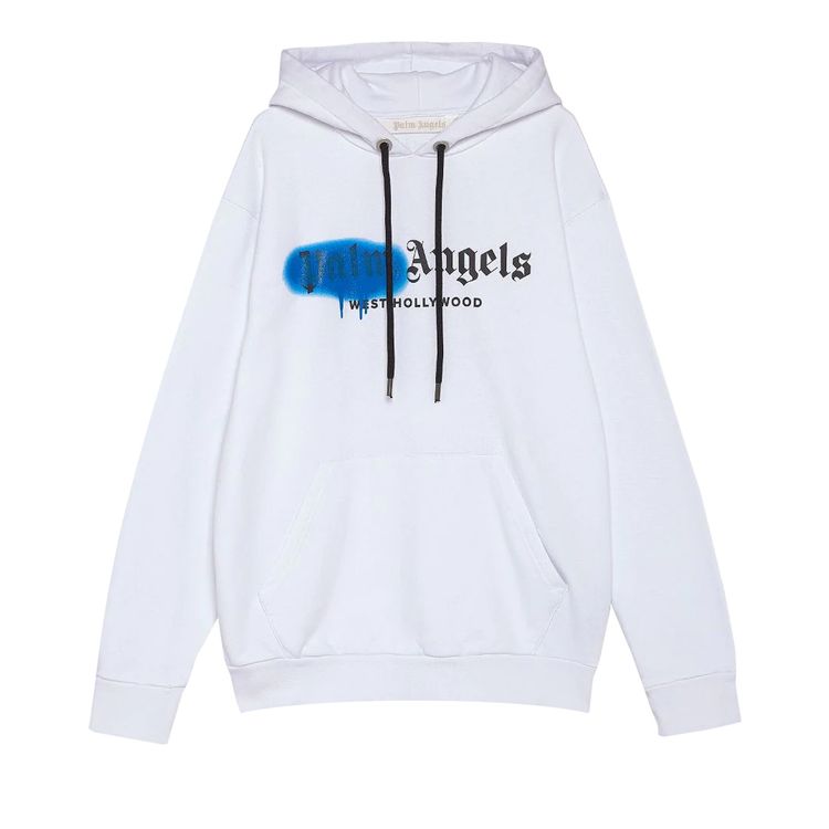 Palm Angels West Hollywood Sprayed Hoodie WhiteBlue