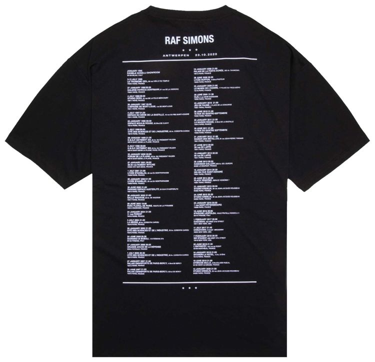 Raf Simons Big Fit Teenage Dreams Tour T Shirt Black