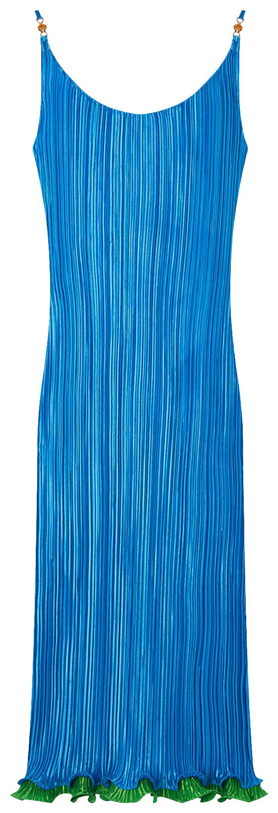 Versace Pleated Midi Dress Turquoise