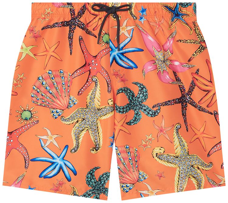 Versace Tresor De La Mer Print Long Swim Shorts BlueMulticolor